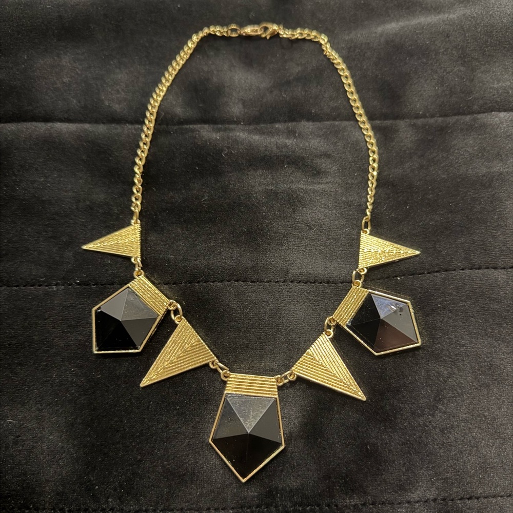 Geometric Gold and Black Necklace